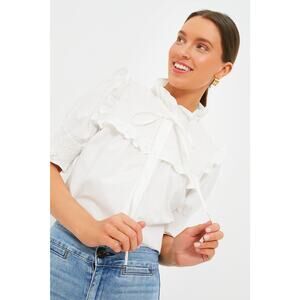 THE SHIRT BY ROCHELLE BEHRENS White Nicolette Shirt Size M NWT